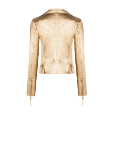 Casaco tipo biker em pele sintética metalizada Rinascimento 2