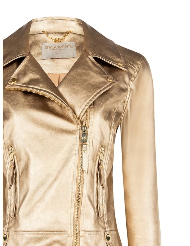 Blusão estilo chiodo em pele sintética metalizada Rinascimento