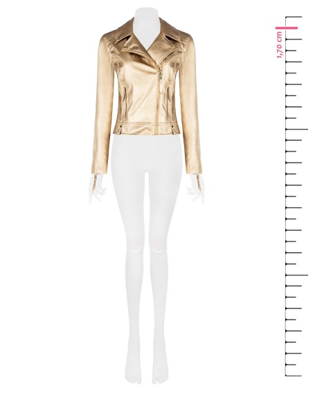 Jaqueta chiodo em pele sintética metalizada Rinascimento