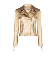 Casaco tipo biker em pele sintética metalizada Rinascimento