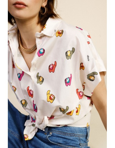 Camisa cropped com estampa fantasia e nó frontal Dixie