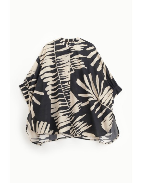 Camisa Oversize Com Estampa de Folhas Dixie