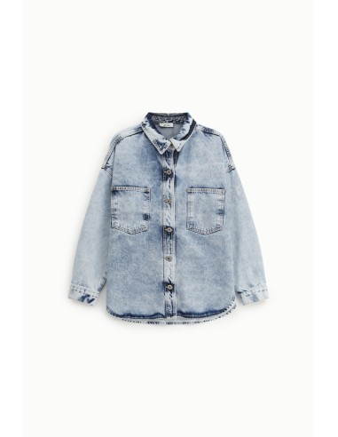 Camisa denim de corte amplo com bolsos aplicados Dixie