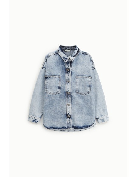 Camisa denim de corte amplo com bolsos aplicados Dixie