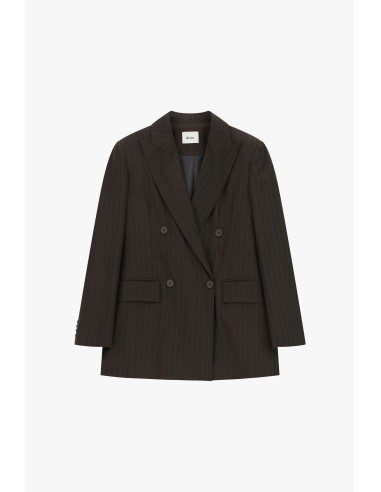 Blazer de abotoamento duplo com risca-de-giz e bolsos com aba Dixie