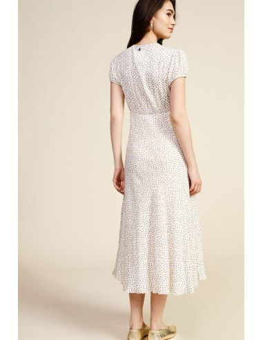 Vestido Longo Estampa Micro-Poás Decote em V Dixie