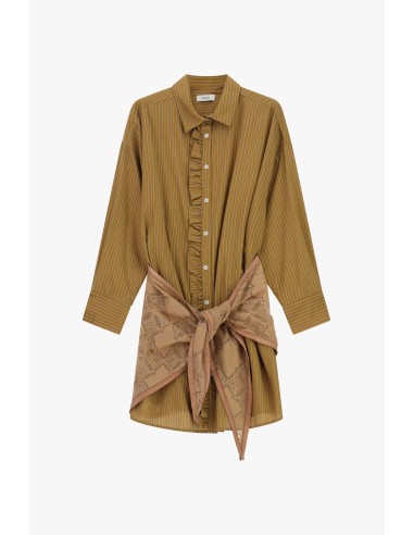 Vestido Curto às Riscas com Cinto de Laço Dixie