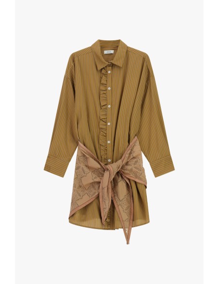 Vestido Curto às Riscas com Cinto de Laço Dixie