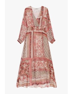 Vestido Longo Estampado Patchwork com Decote em V Dixie 2