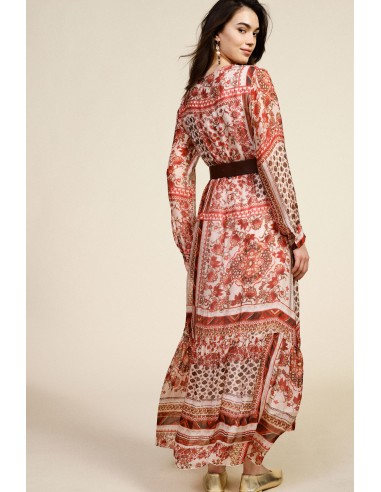 Vestido Comprido Estampado Patchwork com Decote em V Dixie