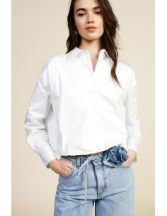 Camisa cropped com mangas compridas e gola clássica Dixie