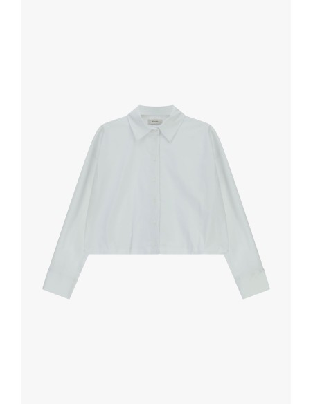Camisa Cropped com Mangas Compridas e Colarinho Clássico Dixie