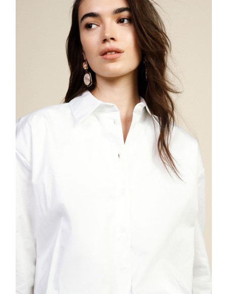 Camisa cropped com mangas compridas e gola clássica Dixie