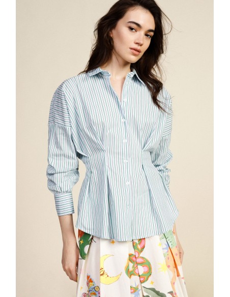 Camisa às Riscas com Mangas Compridas e Abotoamento Frontal Dixie