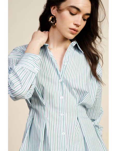Camisa às Riscas com Mangas Compridas e Fecho de Botões Frontal Dixie