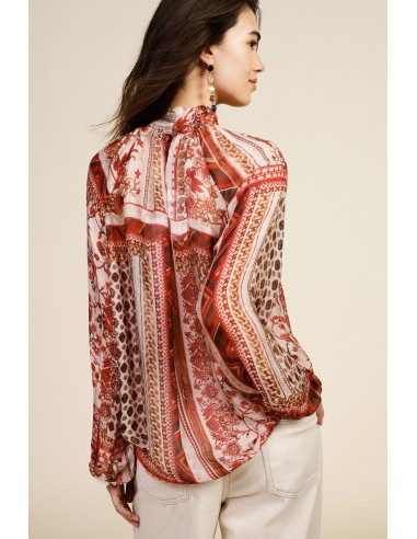Blusa ampla estampada com laço no pescoço Dixie