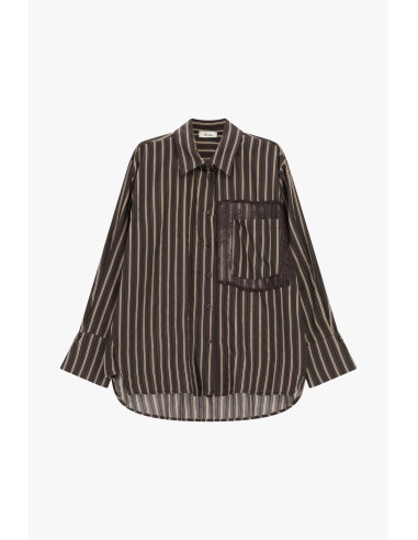 Camisa Às Riscas Com Bolso Em Renda E Corte Amplo Dixie