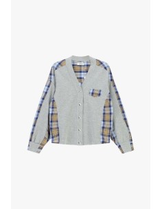 Felpa Senza Cappuccio Con Inserti A Quadri E Bottoni Dixie - Vestit... 2