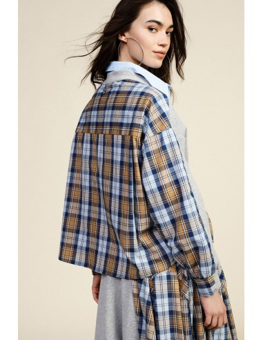 Felpa Senza Cappuccio Con Inserti A Quadri E Bottoni Dixie - Vestit...