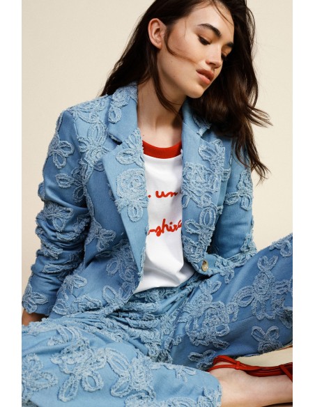 Denim Jacket Con Ricami Floreali E Tasche Frontali Dixie - Vestiti ...