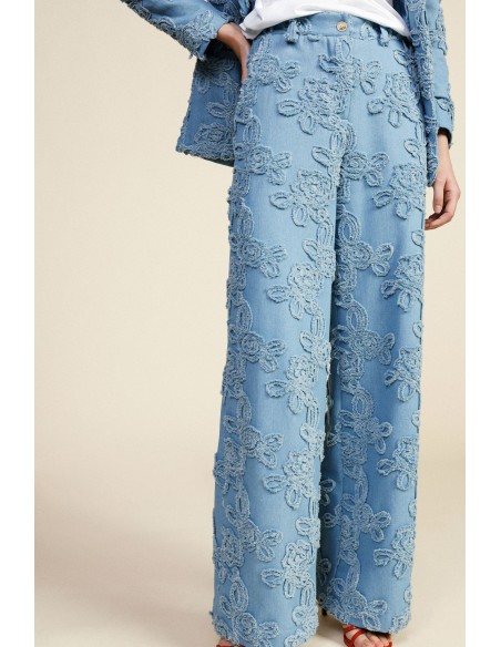 Pantaloni Palazzo Ricamo In Rilievo E Gamba Ampia Dixie - Vestiti F...