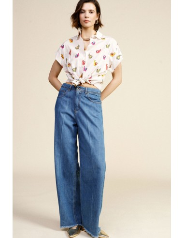 Jeans de Perna Larga com Franjas Dixie