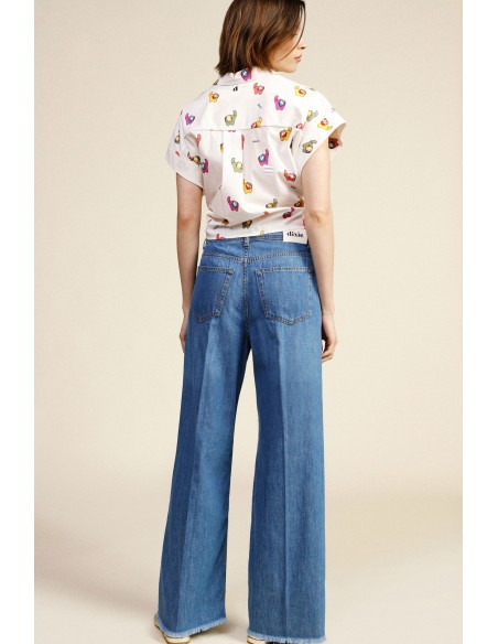 Jeans de Perna Larga com Franjas Dixie