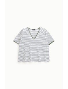 T-shirt às riscas com decote em V Dixie 2