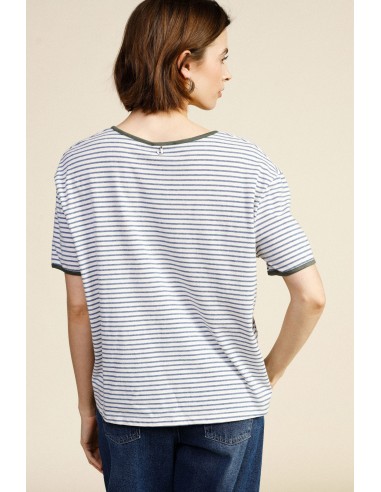 T-shirt às riscas com decote em V Dixie