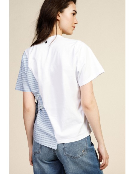 T-shirt de manga curta assimétrica com laços Dixie