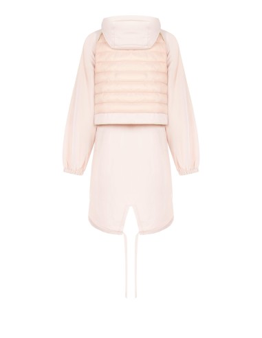 Casaco Parka Longo em Nylon com Capuz e Detalhes Acolchoados Rinascimento