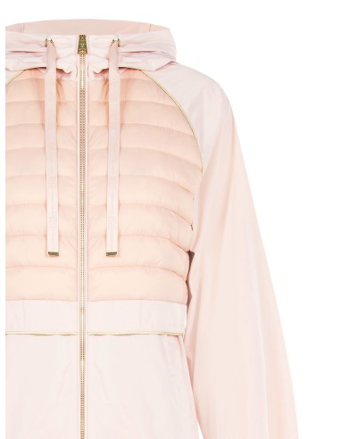 Casaco Parka Longo Em Nylon Com Capuz E Detalhes Acolchoados Rinascimento