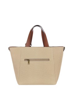 Maxi shopper em lona com acabamentos em pele sintética e alça ajustável e removível Rinascimento 2