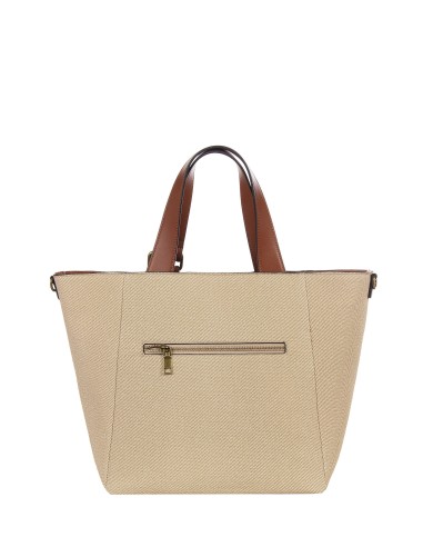 Maxi Shopper Em Lona Con Acabamentos Em Pele Sintética E Alça Regulável Removível Rinascimento