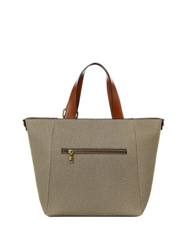 Maxi Shopper em Tela com Acabamentos em Pele Sintética e Alça Ajustável Removível Rinascimento