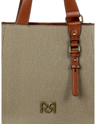 Maxi Shopper em Tela com Acabamentos em Pele Sintética e Alça Regulável Removível Rinascimento