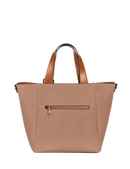 Maxi Shopper Em Lona Com Acabamentos Em Pele Sintética E Alça Ajustável Removível Rinascimento