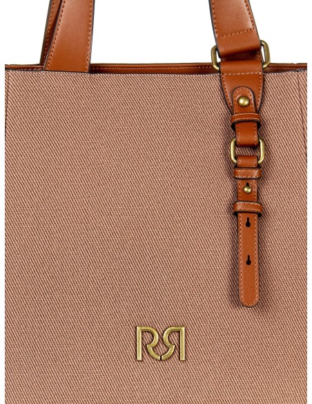 Maxi Shopper em Tela com Acabamentos em Pele Sintética e Alça Regulável Removível Rinascimento