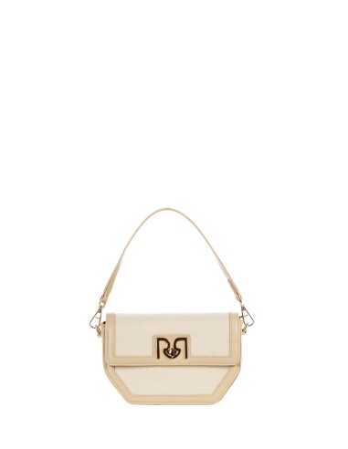 Bolsa de ombro em lona com acabamentos em pele sintética e alça regulável removível Rinascimento