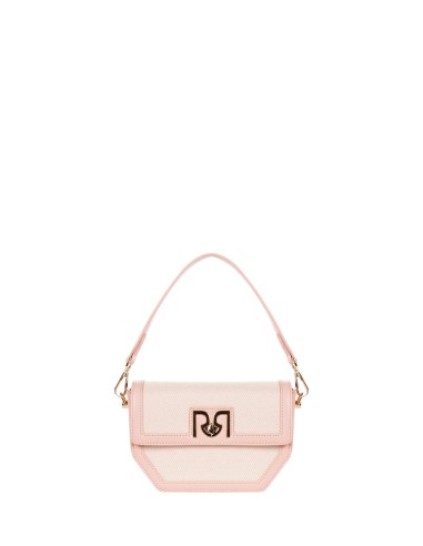 Bolsa a Ombro em Lona com Acabamentos em Pele Sintética e Alça Regulável e Removível Rinascimento