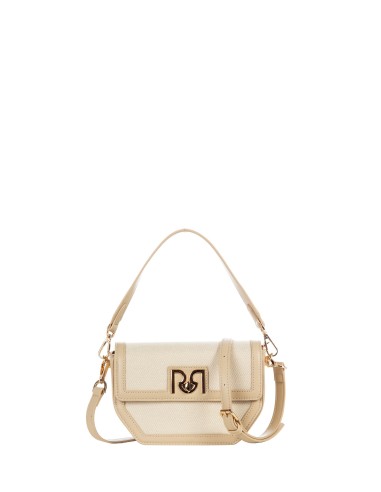 Mala de Ombro em Lona com Acabamentos em Pele Sintética e Alça Ajustável e Removível Rinascimento