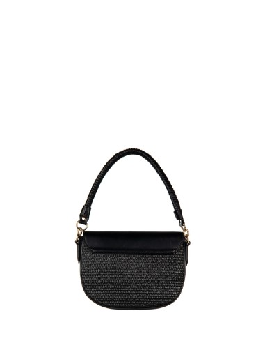 Bolsa de ombro em pele sintética com entrelaçado efeito palha e alça regulável removível Rinascimento