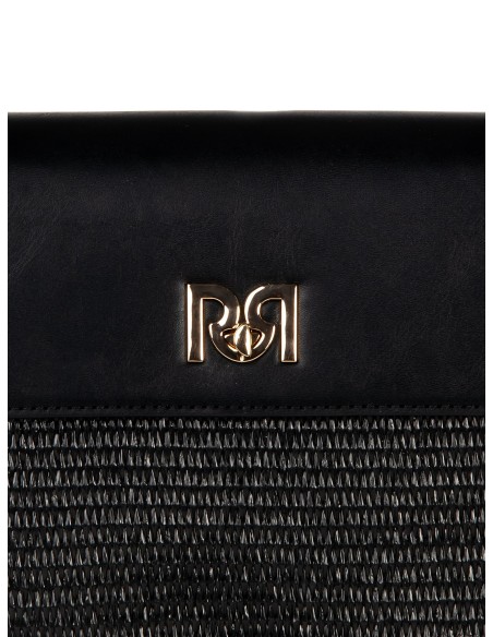 Bolsa de ombro em pele sintética com trançado efeito palha e alça ajustável e removível Rinascimento