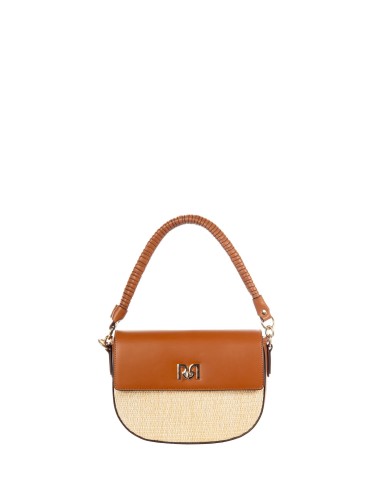 Mala de Ombro em Pele Sintética com Trançado Efeito Palha e Alça Ajustável Removível Rinascimento