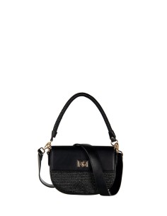 Mala de Ombro em Pele Sintética com Entrelaçado Efeito Palha e Alça Ajustável e Removível Rinascimento