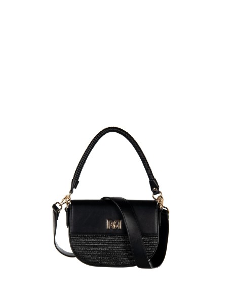 Mala de Ombro em Pele Sintética com Entrelaçado Efeito Palha e Alça Ajustável e Removível Rinascimento