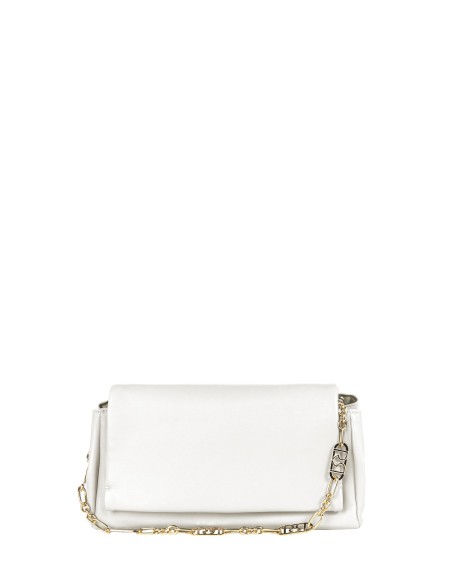 Bolsa de ombro em pele sintética com pega em corrente, logótipo e alça ajustável e removível Rinascimento