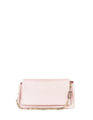 Bolsa de ombro em pele sintética com alça de corrente, logótipo e alça regulável removível Rinascimento