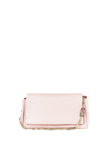 Bolsa de ombro em pele sintética com alça de corrente, logótipo e alça regulável removível Rinascimento