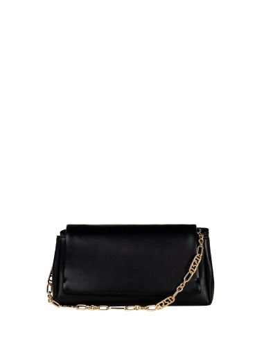 Mala de ombro em pele sintética com pega em corrente, logótipo e alça ajustável e removível Rinascimento